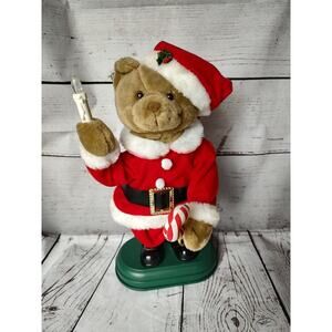 Santa Bear Musical Animated Lighted Suit Holding Candle 14" Vtg 1983 Avon Works